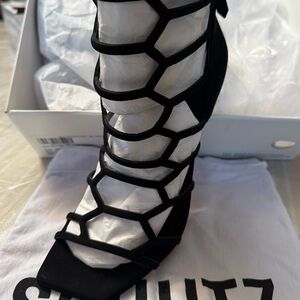 SCHUTZ Black Caged Heels